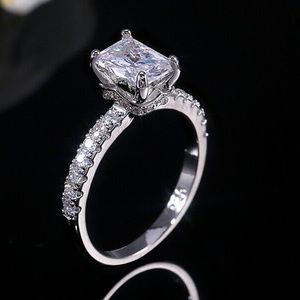 925 Silver Jewelry White Sapphire Ring New